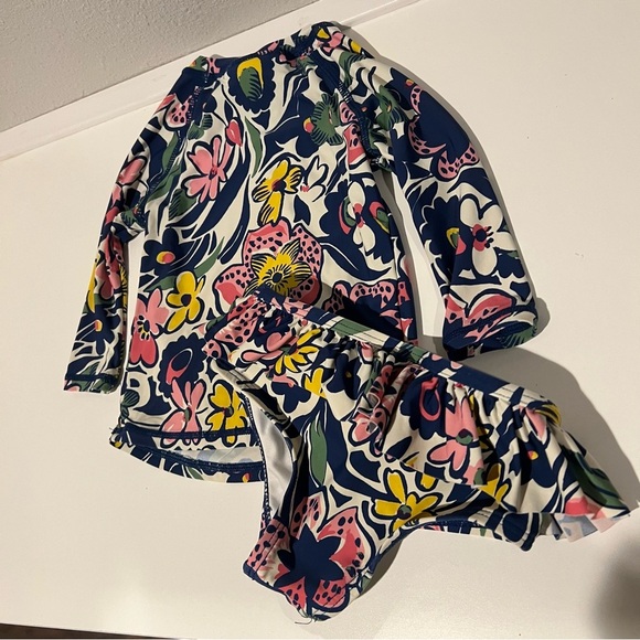 Long Sleeve Two Piece Roller Rabbit Rash Guard UPF 50 Swimsuit Size 12-18 Months - Picture 6 of 6